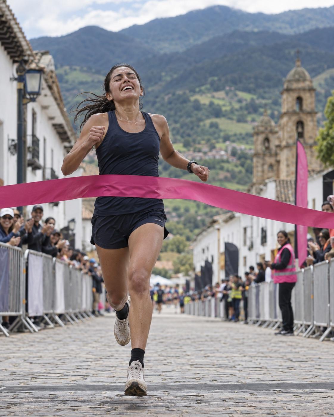 Escena de campaña inspirada en la llegada de una carrera andina